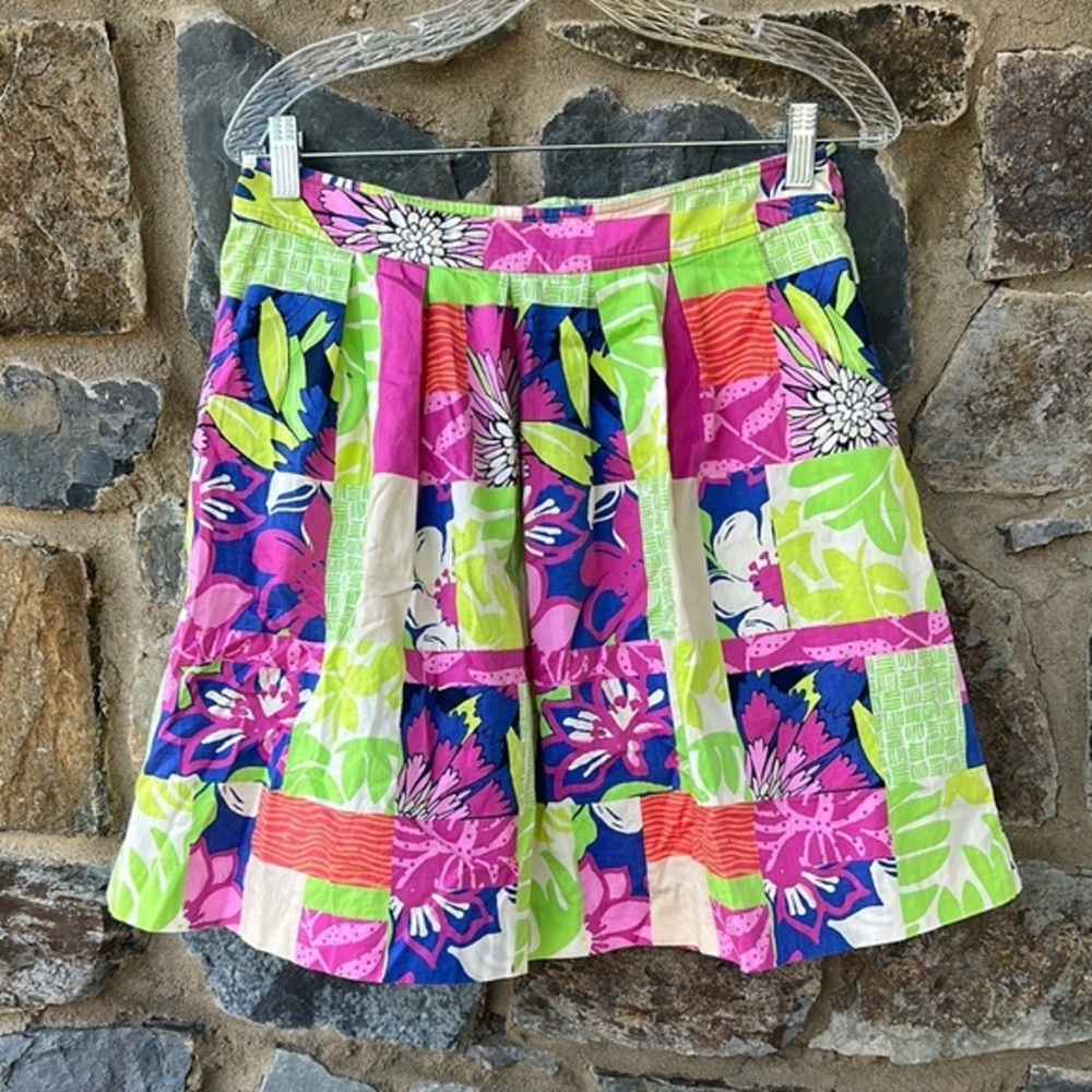Lilly Pulitzer Tiki Floral Pleated Skirt in 'Thatch Patch' Pattern Size 4